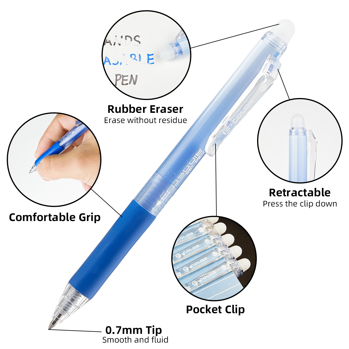 12Pcs/Set 0.7mm Retractable Er - Retractable Eraser Pen Click 评论和价格